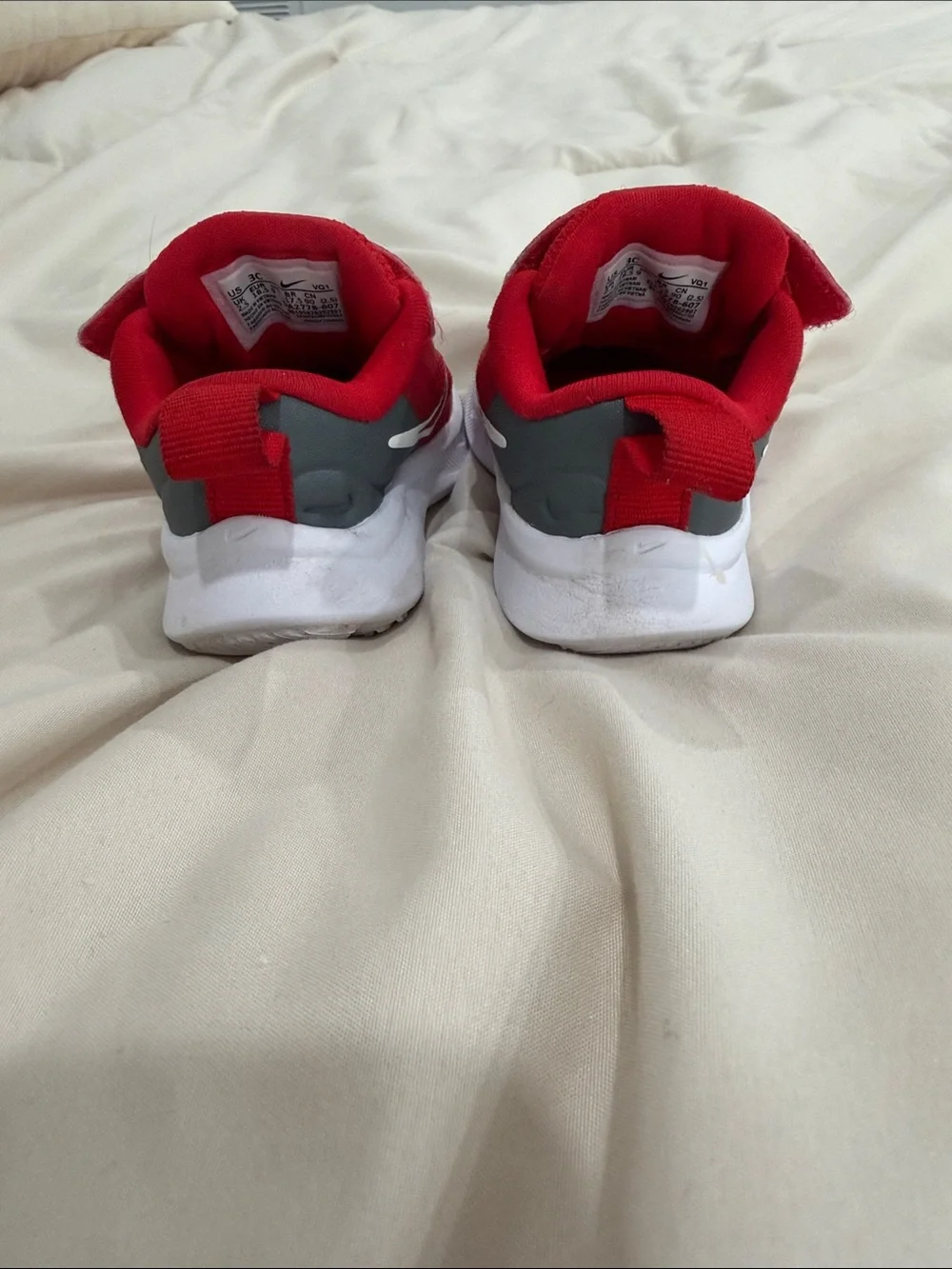 Nike Red and White Toddlers' Velcro Athletic Shoes